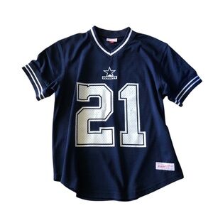 Mitchell & Ness Navy and White Cowboys #21 Jersey